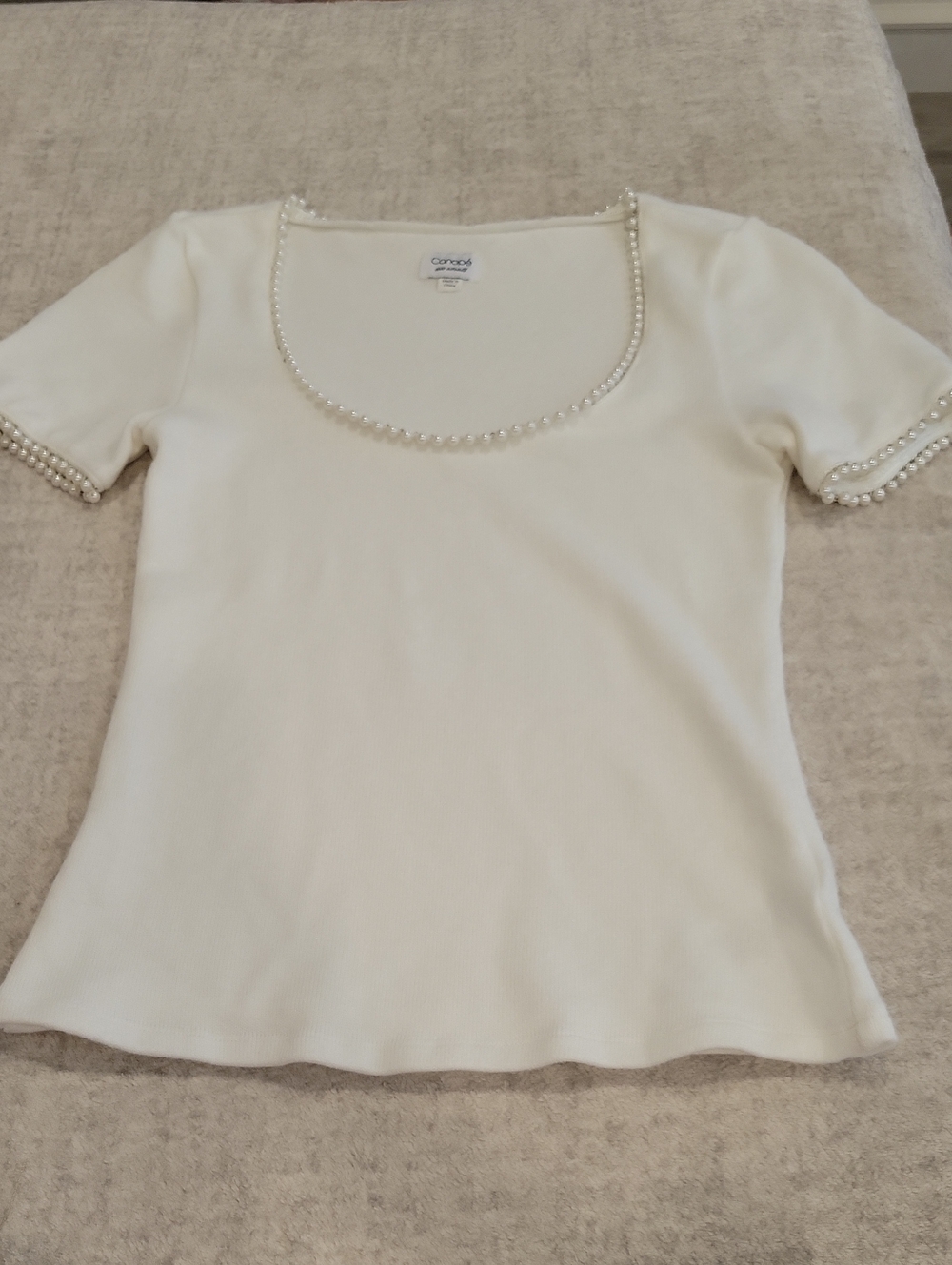 Purchased From Anthropologie, Canapé Brand XXS Cream Top With Pearls